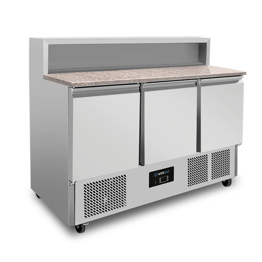 Pizzawerkbank, 3 Deuren (GN 1/1), Met 8 × GN 1/6 Opzetkoeling | +2°C tot +8°C