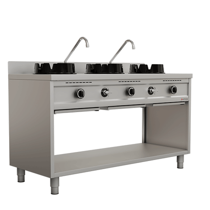 Gas Wokfornuis – 3 × 15 kW – 3 Kookzones