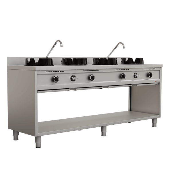 Gas Wokfornuis – 3 × 15 kW – 3 Kookzones