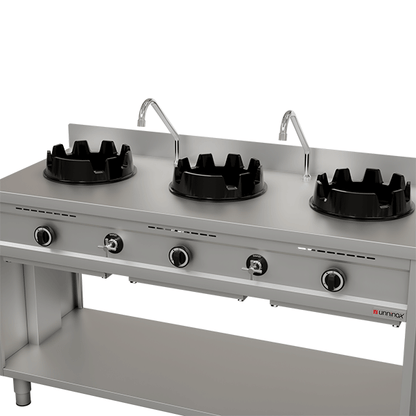 Gas Wokfornuis – 3 × 15 kW – 3 Kookzones