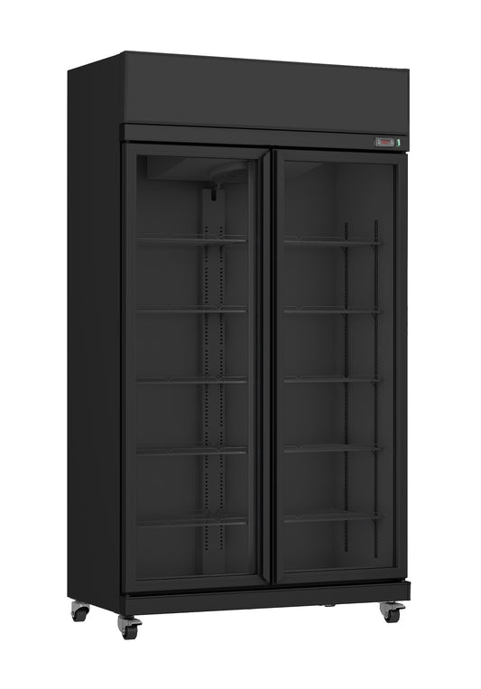 KÜHLSCHRANK 2 GLASTÜREN SCHWARZ IRM-770R BL