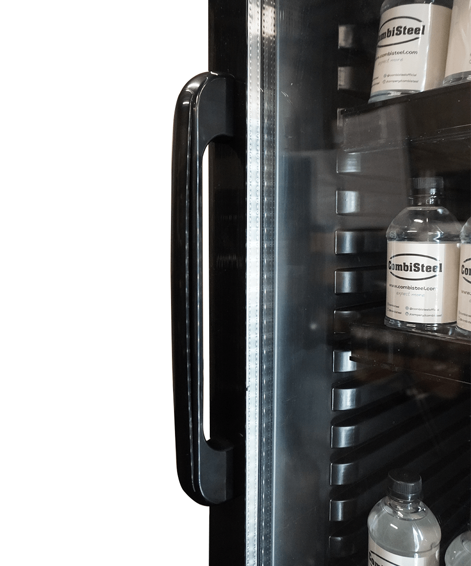 KÜHLSCHRANK 1 GLASTÜR SCHWARZ MIT CANOPY SVE-450 BLC