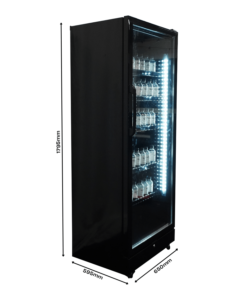 KÜHLSCHRANK 1 GLASTÜR SCHWARZ SVE-450 BL