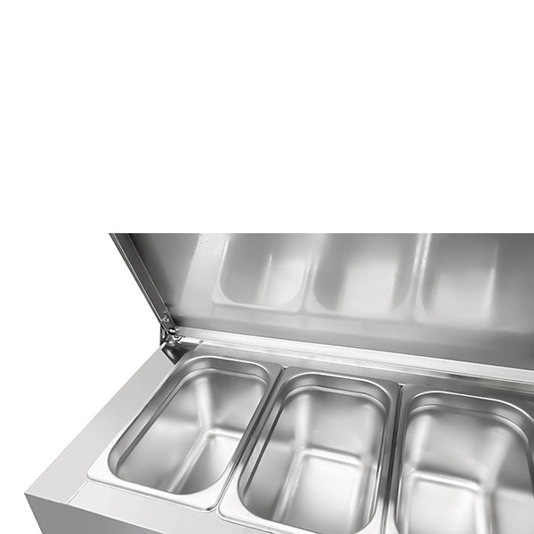 Saladette | 3 Doors (1/1 GN) | Top 8× 1/3 GN | +2°C to +8°C | Forced Cooling | Flip Lids