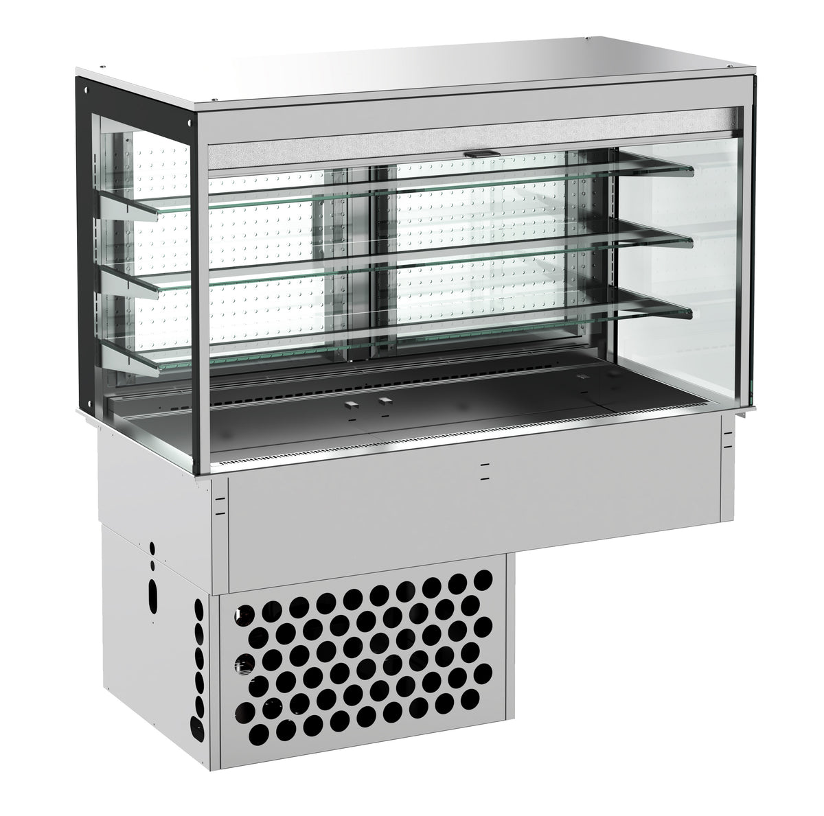 EINBAUKÜHLVITRINE ECKIG – MIT ROLLVORHANG 3/1 GN