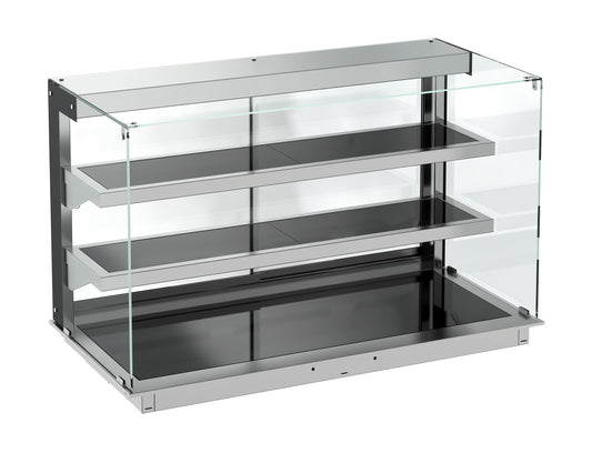 EINBAUWÄRMEVITRINE KERAMIK ECKIG - SCHWARZ 3/1
