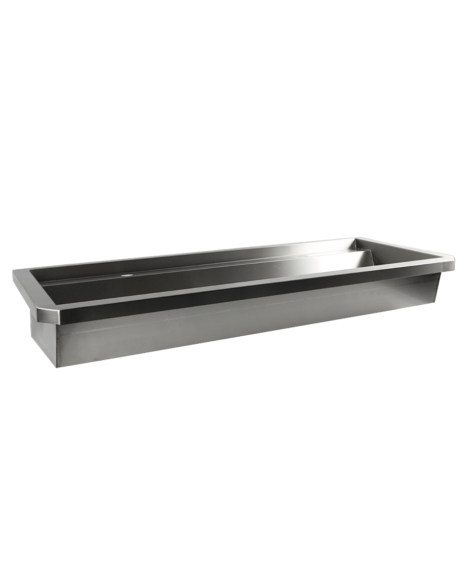 EDELSTAHL WASCHBECKEN 2 ABLASSHAHNE 1200MM
ABLAUFSTOPFEN UND SCHUTZWAND INKLUSIVE, EXKLUSIV HAHNE