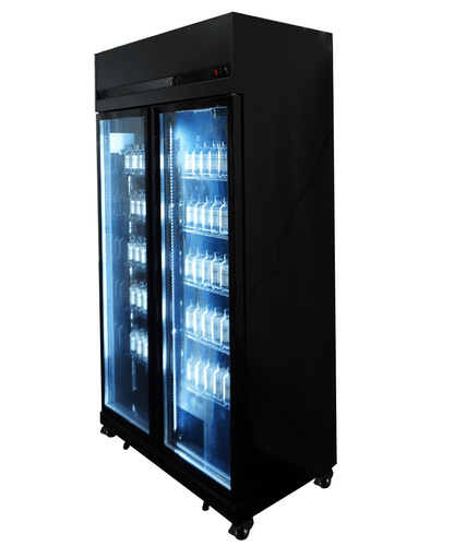 KÜHLSCHRANK 2 GLASTÜREN SCHWARZ IRM-770R BL