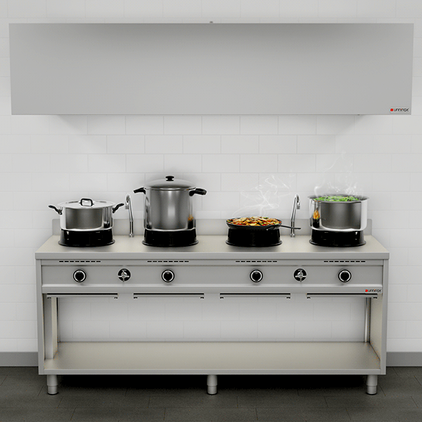 Gas Wokfornuis – 3 × 15 kW – 3 Kookzones