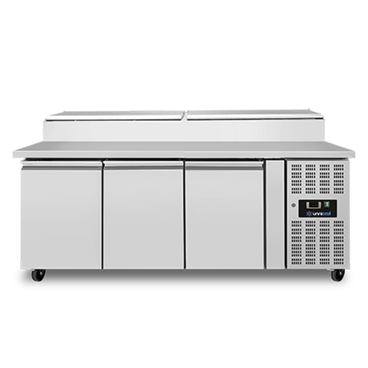 Saladette | 3 Doors (1/1 GN) | Top 8× 1/3 GN | +2°C to +8°C | Forced Cooling | Flip Lids