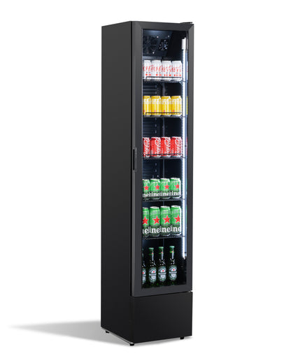 KÜHLSCHRANK GLASTÜR SCHMALL SCHWARZ NAP-150