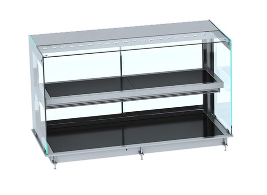 EINBAUWÄRMEVITRINE KERAMIK ECKIG - SCHWARZ 4/1