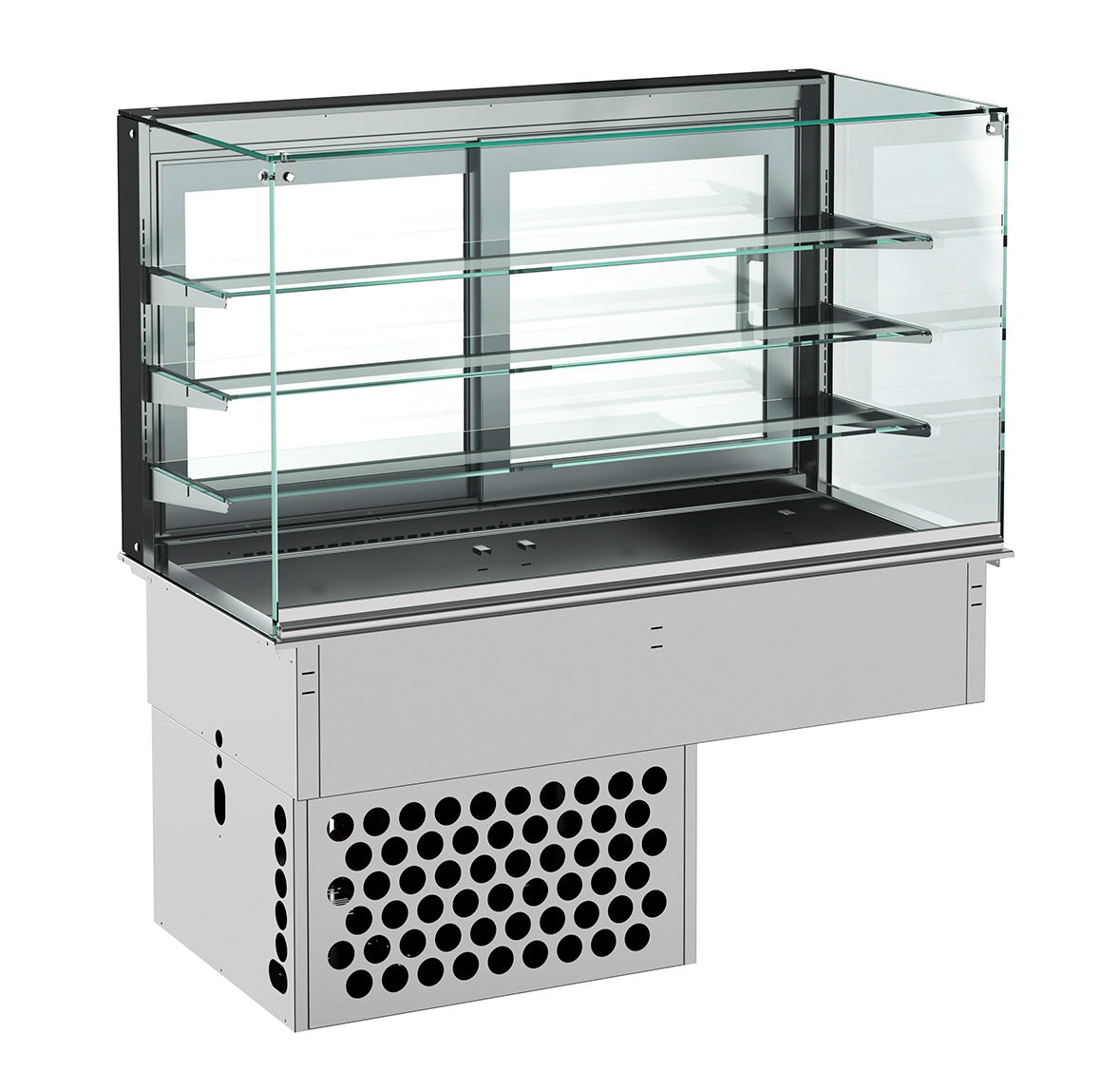 EINBAUKÜHLVITRINE ECKIG – GESCHLOSSEN 5/1 GN