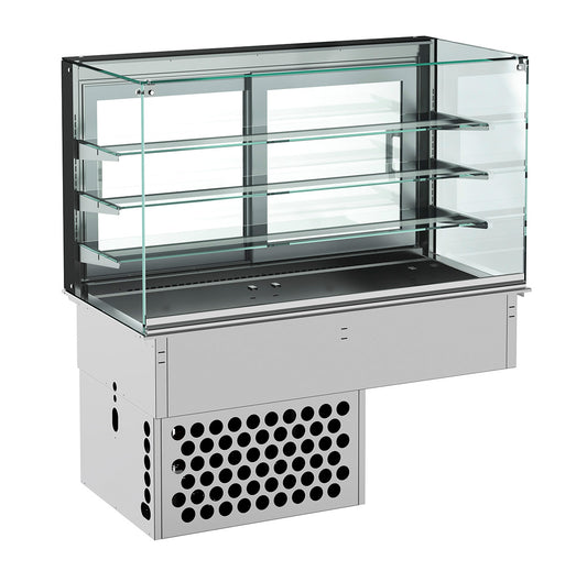 EINBAUKÜHLVITRINE ECKIG – GESCHLOSSEN 5/1 GN