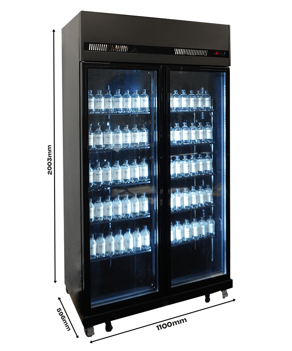 KÜHLSCHRANK 2 GLASTÜREN SCHWARZ IRM-770R BL