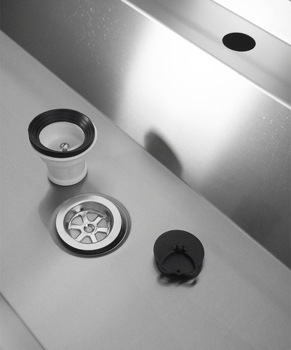 EDELSTAHL WASCHBECKEN 1 ABLASSHAHN 600MM
ABLAUFSTOPFEN UND SCHUTZWAND INKLUSIVE, EXKLUSIV HAHN