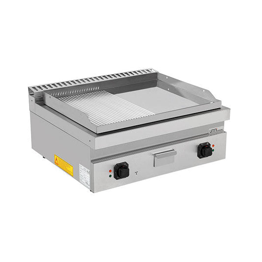 Elektrische Bakplaat – 1/2 Glad + 1/2 Geribbeld Chroom – E70GP20B+GSC