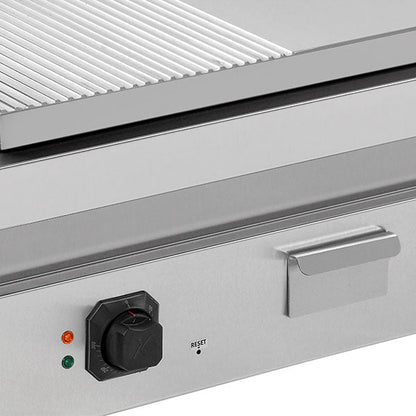 Elektrische Bakplaat – 1/2 Glad + 1/2 Geribbeld Chroom – E70GP20B+GSC