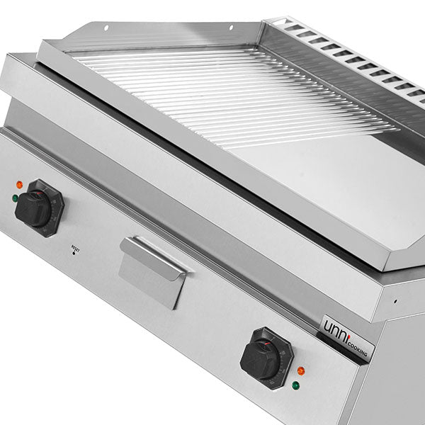 Elektrische Bakplaat – 1/2 Glad + 1/2 Geribbeld Chroom – E70GP20B+GSC