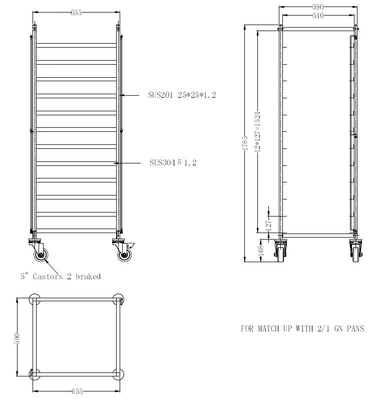 ABRÄUMWAGEN DEMONTABEL 2/1GN