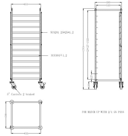 ABRÄUMWAGEN DEMONTABEL 2/1GN