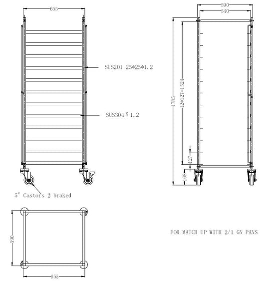 ABRÄUMWAGEN DEMONTABEL 2/1GN