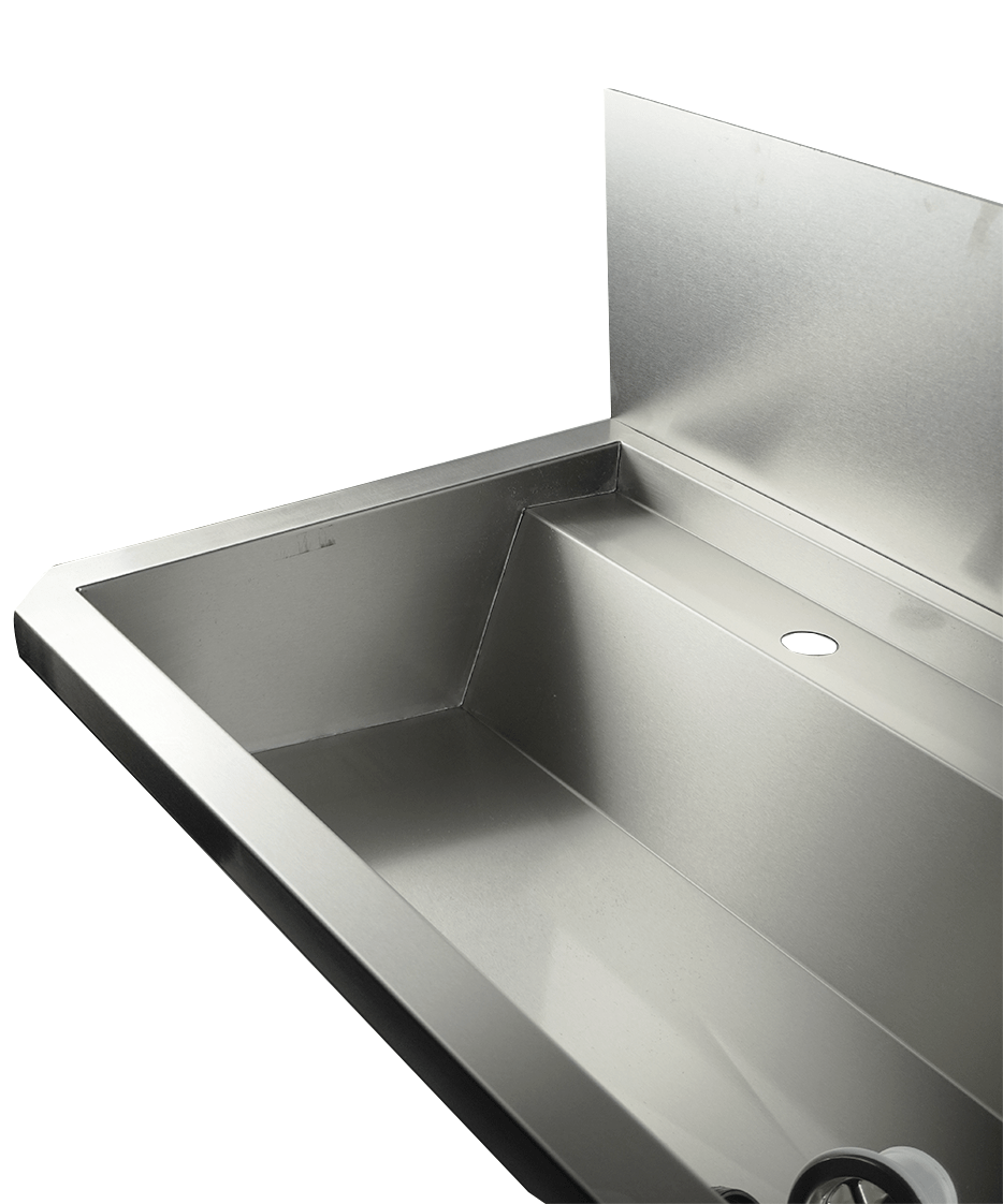 EDELSTAHL WASCHBECKEN 2 ABLASSHAHNE 1200MM
ABLAUFSTOPFEN UND SCHUTZWAND INKLUSIVE, EXKLUSIV HAHNE