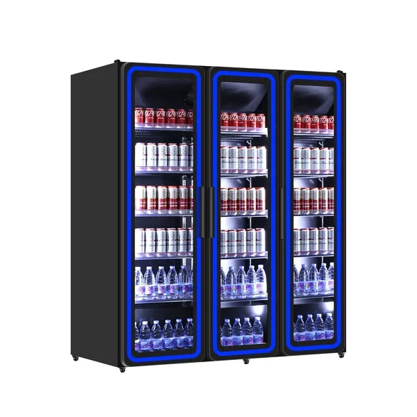 Koelkast Met 3 Glazen Deuren – 1190 Liter – Blauwe LED-verlichting