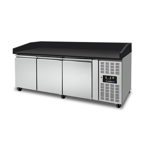 Pizzawerkbank – 3 Deuren – Zwart Graniet – 202 × 80 × 100 cm