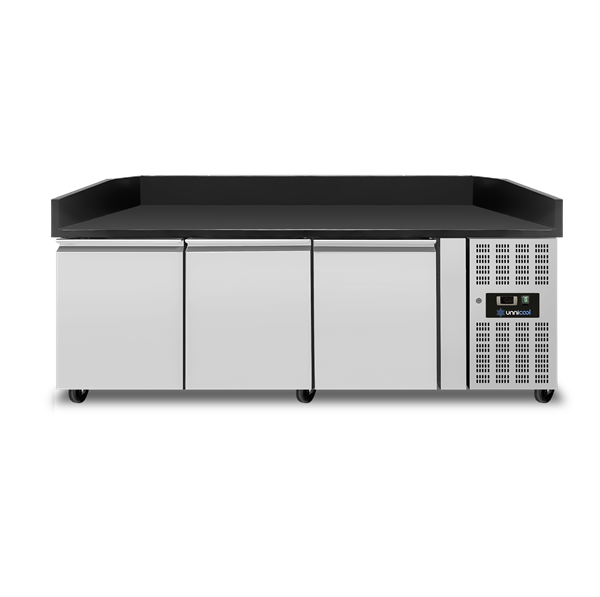 Pizzawerkbank – 3 Deuren – Zwart Graniet – 202 × 80 × 100 cm