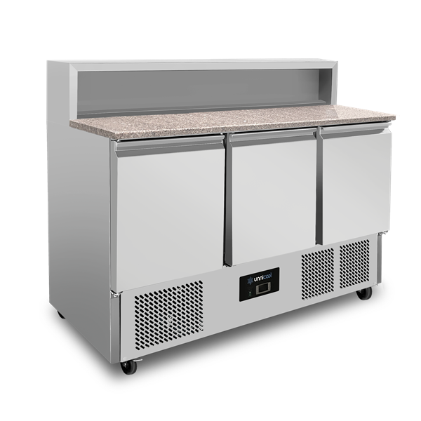 Pizzawerkbank, 3 Deuren (GN 1/1), Met 8 × GN 1/6 Opzetkoeling | +2°C tot +8°C