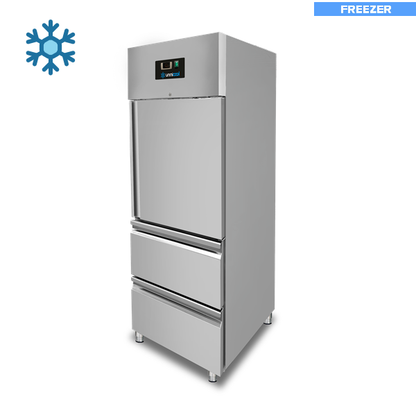 Vrieskast – 1 Deur – GN 2/1 – 650 Liter – 1 Halve Deur En 2 Laden