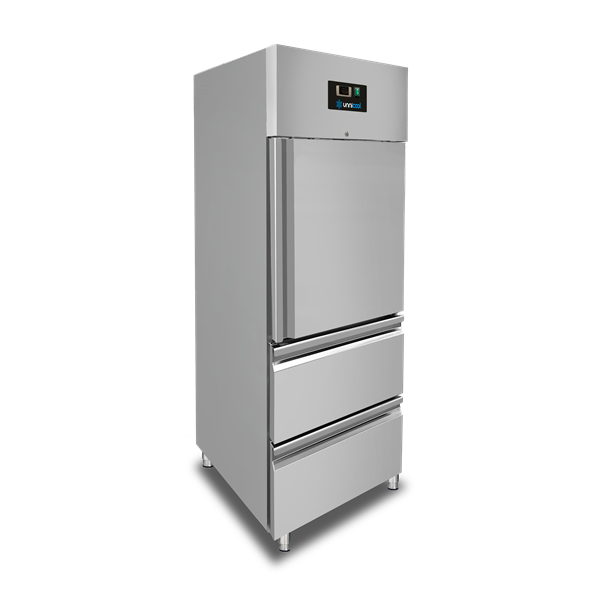 Koelkast – 1 Deur – GN 2/1 – 650 Liter – 1 Halve Deur En 2 Laden