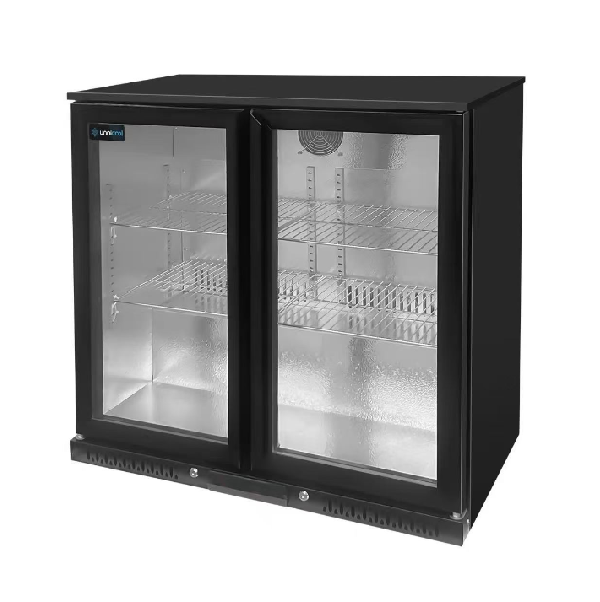 Zwarte Barkoeler 200 Liter met Dubbele Glazen Deur – 900x525x900 mm