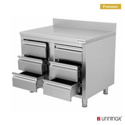 Drawer cabinet with 6 drawers & upstand