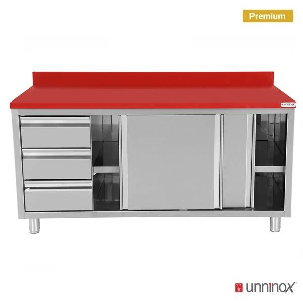 Polyethylene Workcabinet + sliding doors + 3 drawers