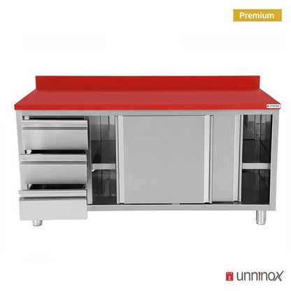Polyethylene Workcabinet + sliding doors + 3 drawers