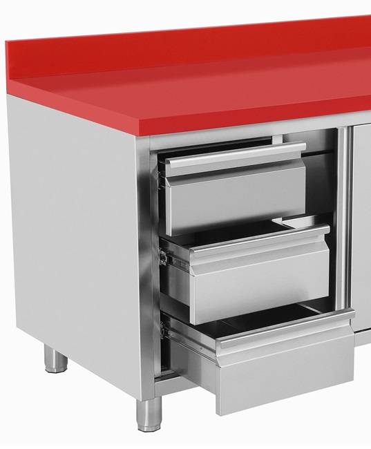 Polyethylene Workcabinet + sliding doors + 3 drawers