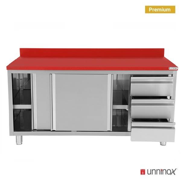 Polyethylene Workcabinet + sliding doors + 3 drawers