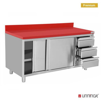 Polyethylene Workcabinet + sliding doors + 3 drawers