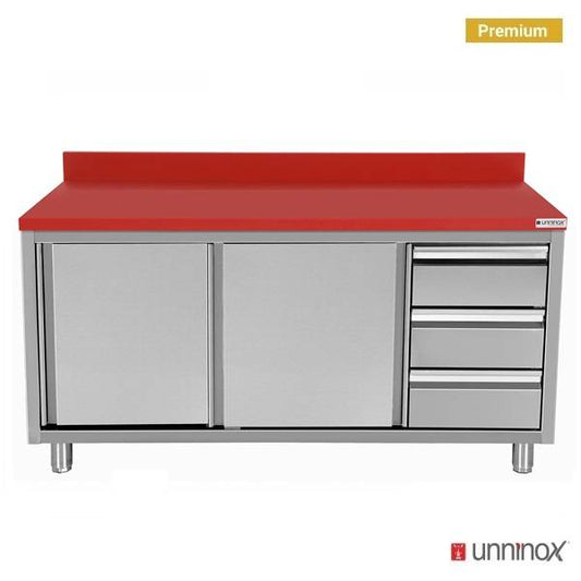 Polyethylene Workcabinet + sliding doors + 3 drawers