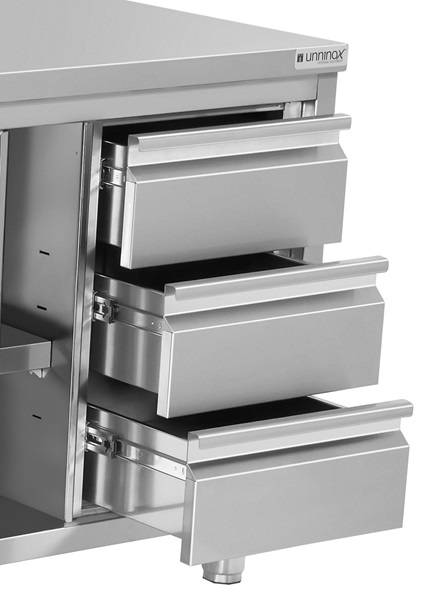 Work cabinets without upstand and 3 drawers Left