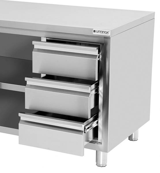 Work cabinets without upstand and 3 drawers Right