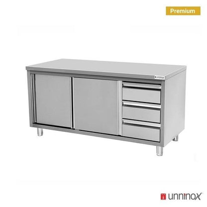 Work cabinets without upstand and 3 drawers Right