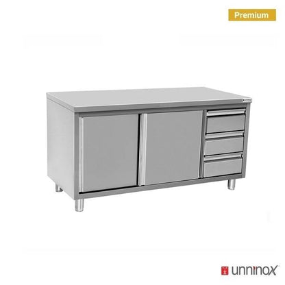 Work cabinets without upstand and 3 drawers Right