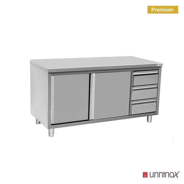 Work cabinets without upstand and 3 drawers Right