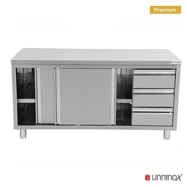 Work cabinets without upstand and 3 drawers Right