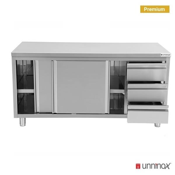 Work cabinets without upstand and 3 drawers Right