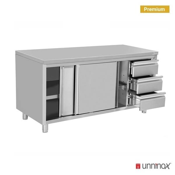 Work cabinets without upstand and 3 drawers Right