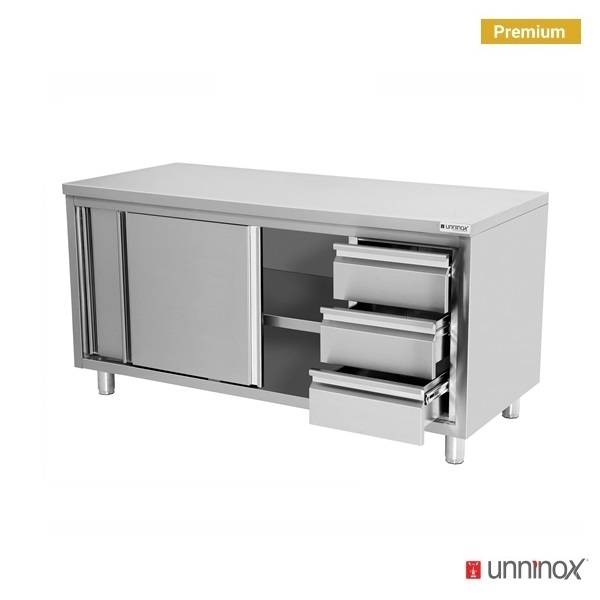 Work cabinets without upstand and 3 drawers Right